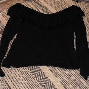 Express ruffle long sleeve v-neck
